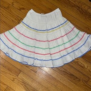 Mini Boden Girls White Twirl Skirt Colorful RicRac